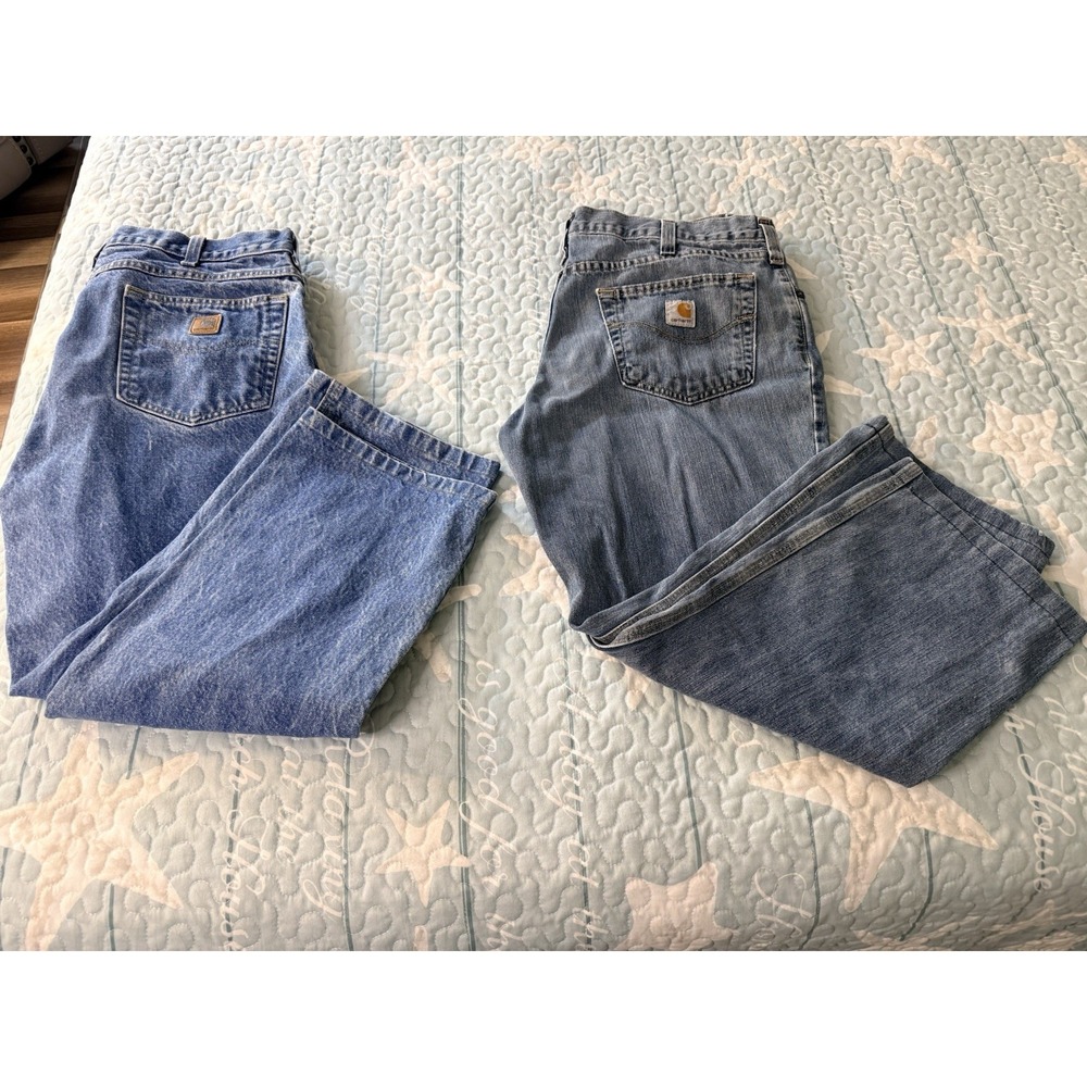 2 Pair Carhartt Men's Jeans 36x32 B280 Traditional Fit Blue Denim Workwear